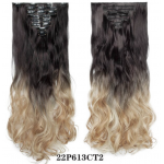 Extensii de par full head cu 8 piese Noilite ondulat 60 cm Ombre Brunet-Blond T1645